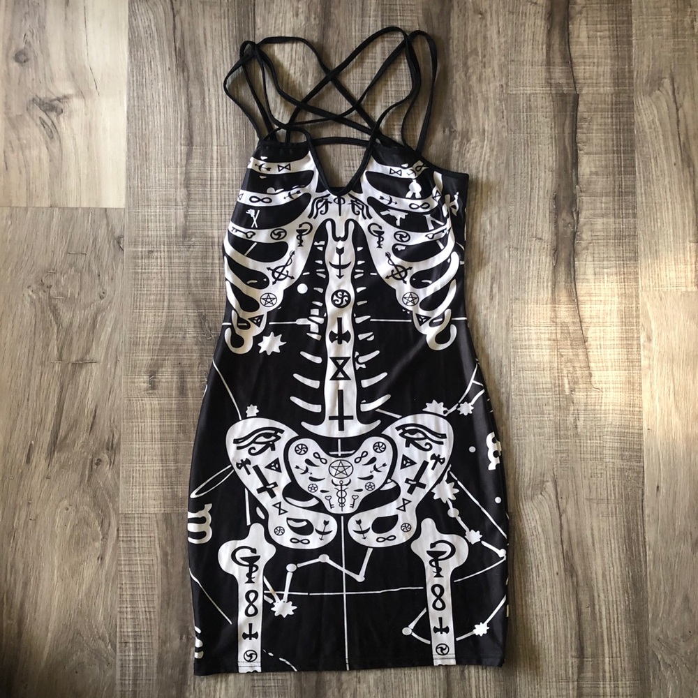 Skeleton celestial bodycon dress